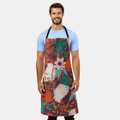 Naadloos patroonontwerp met handgetekende bloemen  schort (Gedragen)