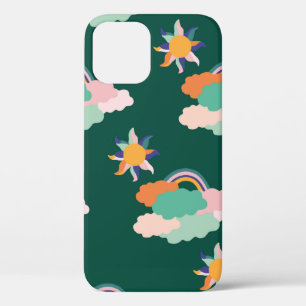 Naadloos patroonontwerp met kleurrijke wolken en r iPhone 12 hoesje