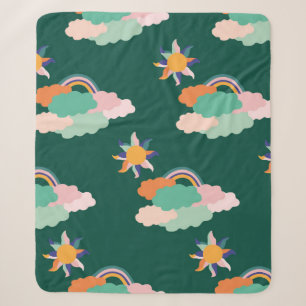 Naadloos patroonontwerp met kleurrijke wolken en r sherpa deken