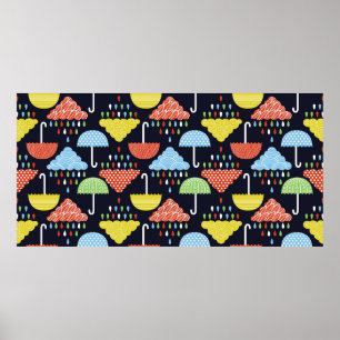 Naadloos regenpatroon poster