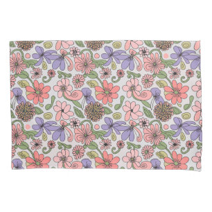 Naadloos Retro Bloemmotief Boho Kussensloop