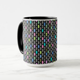 Naadloos retro kleurenontwerp cirkels polka stippe mok