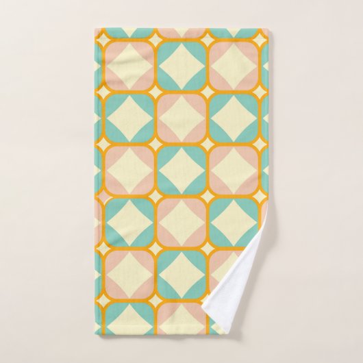 Naadloos retro patroon met afgeronde vierkanten bad handdoek (Handdoek)