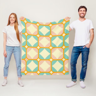 Naadloos retro patroon met afgeronde vierkanten fleece deken