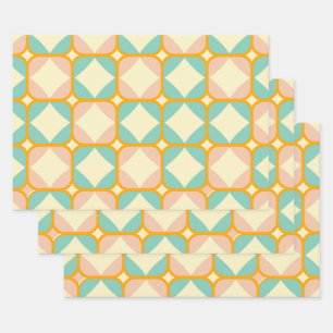 Naadloos retro patroon met afgeronde vierkanten inpakpapier vel