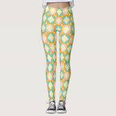 Naadloos retro patroon met afgeronde vierkanten leggings (Voorkant)