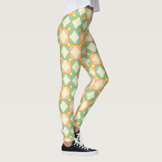 Naadloos retro patroon met afgeronde vierkanten leggings (Rechts)