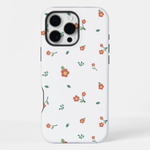 Naadloos Rood Bloemenditsy Patroon Transparant  iPhone 16 Pro Max Hoesje