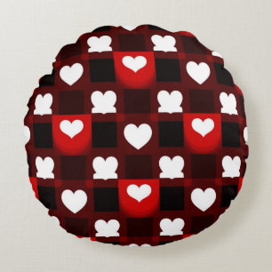 Naadloos Rood Hart Patroon Achtergrond Rond Kussen