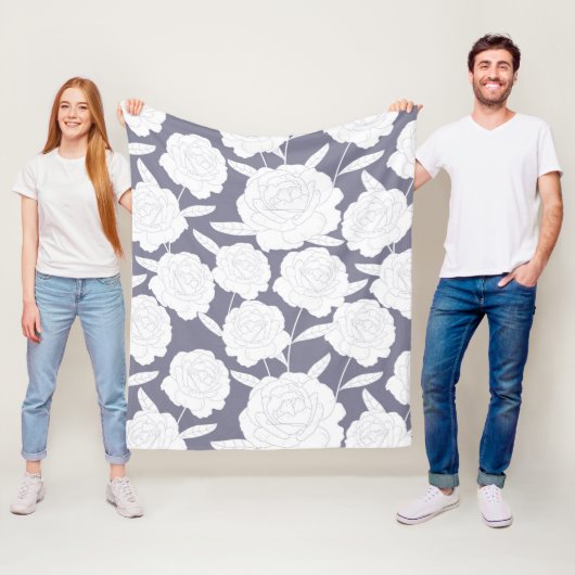 Naadloos  Roos Fleece Deken (In situ)