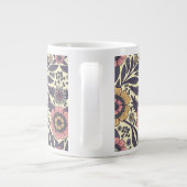 Naadloos roze en blauw Floral Patroon Extra Grote Beker (Achterkant)