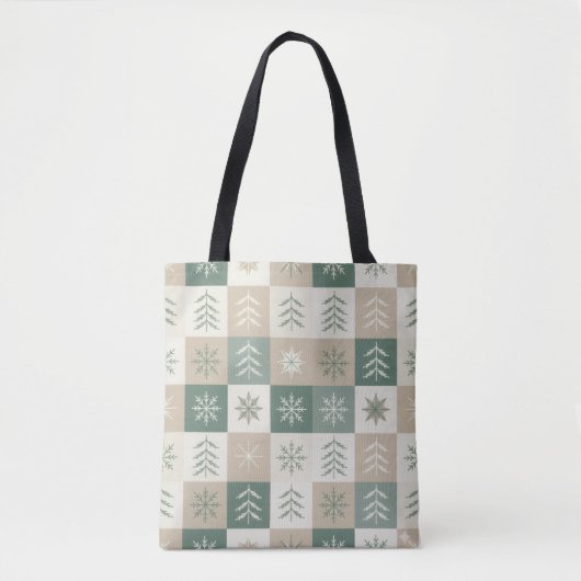 Naadloos Scandinavisch kerstboom patroon Draagtas (Voorkant)