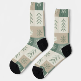 Naadloos Scandinavisch kerstboom patroon Sokken