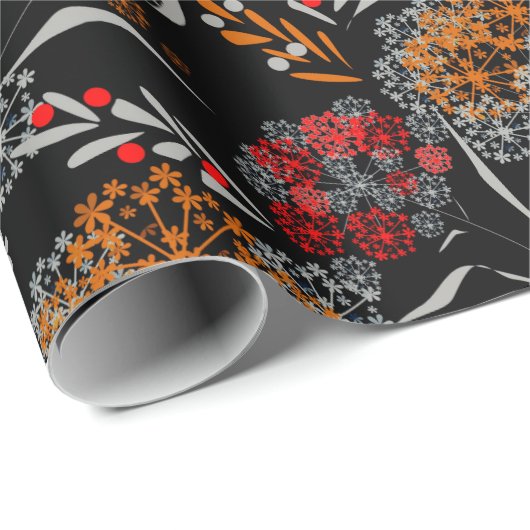 Naadloos schattig klein bloesbloem zwart v cadeaupapier (Rol Hoek)