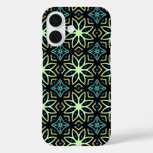 naadloos symmetrisch bloemmotief iPhone 16 hoesje