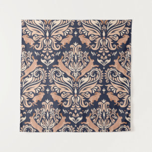 Naadloos symmetrisch patroon in de stijl Damask.  Wandkleed