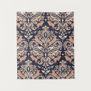 Naadloos symmetrisch patroon in de stijl Damask.  Wandkleed