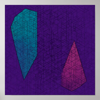 Naadloos teal en magenta geometrisch patroon poster