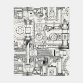 Naadloos technisch patroon met wormversnellingen e fleece deken (Voorkant)