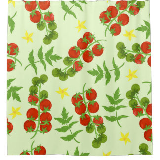 Naadloos tomatenpatroon. Vegetable print. Vintage Douchegordijn