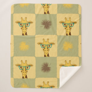 Naadloos tropisch patroon met giraffe en palm le sherpa deken