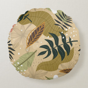 Naadloos tropisch patroon met planten, bladeren, e rond kussen