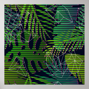 Naadloos tropisch patroon met tropische planten. H Poster