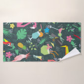 Naadloos tropisch patroon met vogels en drinken 1 badhanddoek (Badhanddoek)