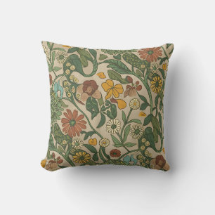 Naadloos vintage botanisch patroon kussen