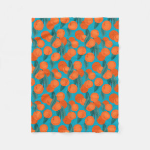 Naadloos vlak patroon met perziken op takken fleece deken