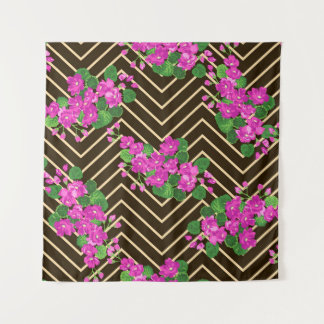 Naadloos vurig patroon in zoete bloemen. Compositi Wandkleed