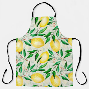 Naadloos waterverf fruitpatroon. citroenen op twij schort