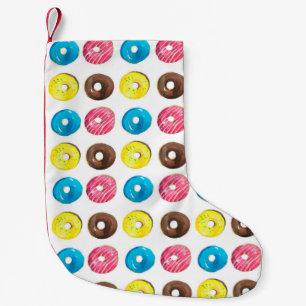 Naadloos waterverf met kleine donuts kerstsok