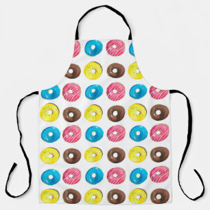 Naadloos waterverf met kleine donuts schort