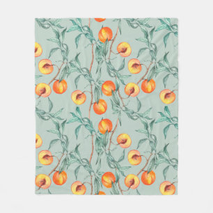 Naadloos waterverf met perziken en branche fleece deken