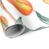 Naadloos waterverf met perziken op een wit cadeaupapier (Rol Hoek)