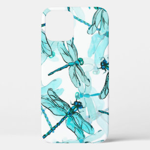 Naadloos waterverf patroon met elegante ligonfly iPhone 12 hoesje