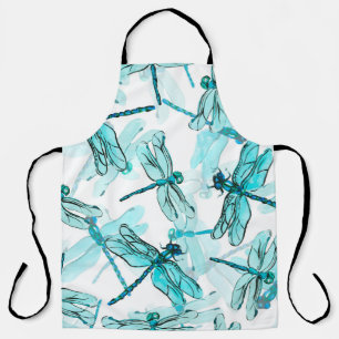 Naadloos waterverf patroon met elegante ligonfly schort