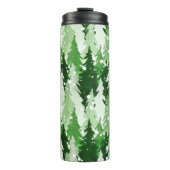Naadloos waterverf-patroon met groene pijnbomen thermosbeker (Voorkant)