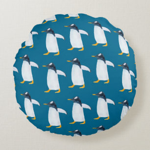 Naadloos waterverf patroon met pinguïn rond kussen