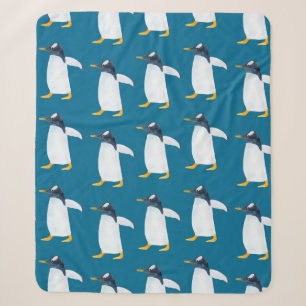 Naadloos waterverf patroon met pinguïn sherpa deken