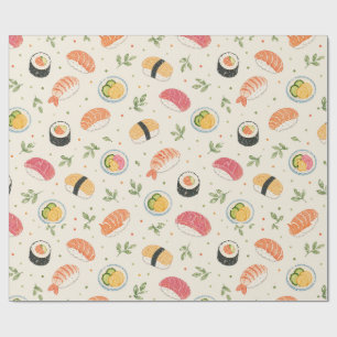 Naadloos waterverf sushi patroon met nigiri rol cadeaupapier