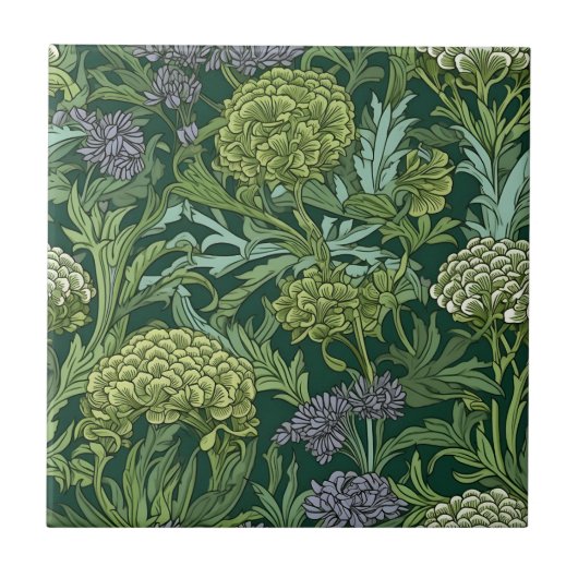 Naadloos William Morris stijl bloempatroon Tegeltje (Voorkant)