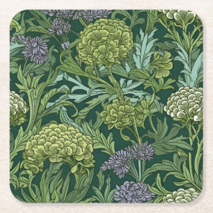 Naadloos William Morris stijl bloempatroon Vierkante Kartonnen Onderzetter