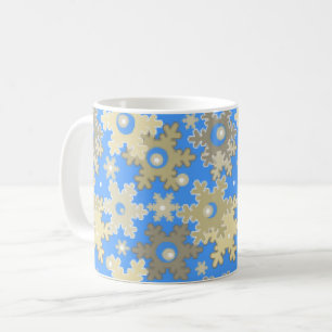 Naadloos winterlicht blauw-beige patroon sneeuwvlo koffiemok