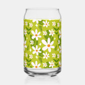 Naadloos wit daisy patroon blikvorm glas (Achterkant)