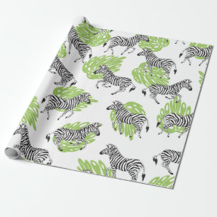 Naadloos wit patroon met zebras. illustratie cadeaupapier