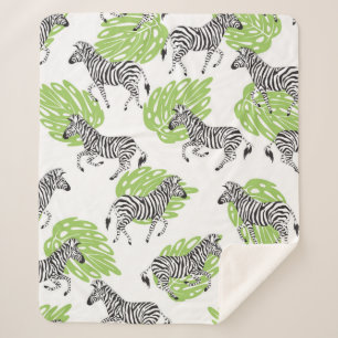 Naadloos wit patroon met zebras. illustratie sherpa deken