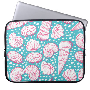 Naadloos zee met verschillende schelpen. Vintag Laptop Sleeve