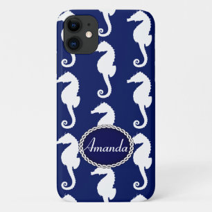 Naadloos zeepaardpatroon iPhone 11 hoesje